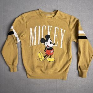 Disney Mickey Mouse Crew Neck Pullover Oversized Sweater Woman XS Yellow Long Sl